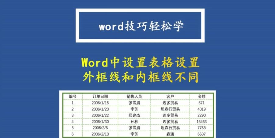 Word表格外框线1.5磅单实线设置教程