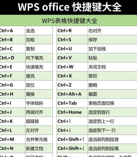 WPS表格实用快捷键速查指南